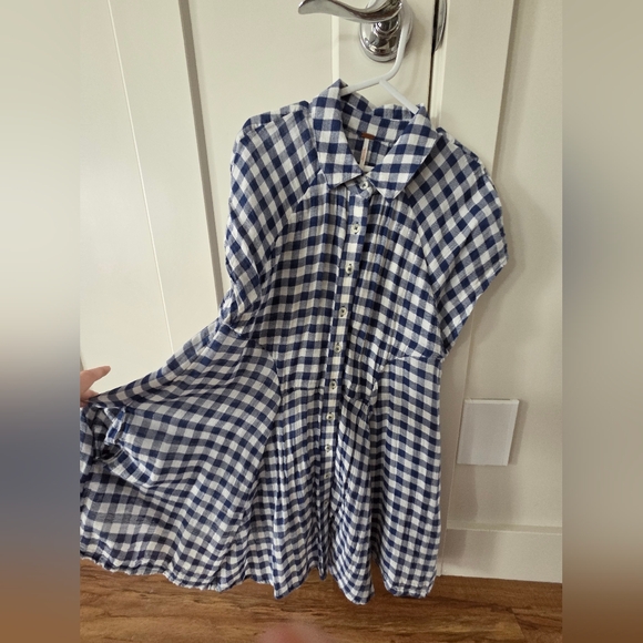 Free People Blue and White Checkered Mini Dress - Picture 4 of 5